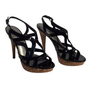 Audrey Brooke Womens Patent Leather Cork Platform Heels Size 8